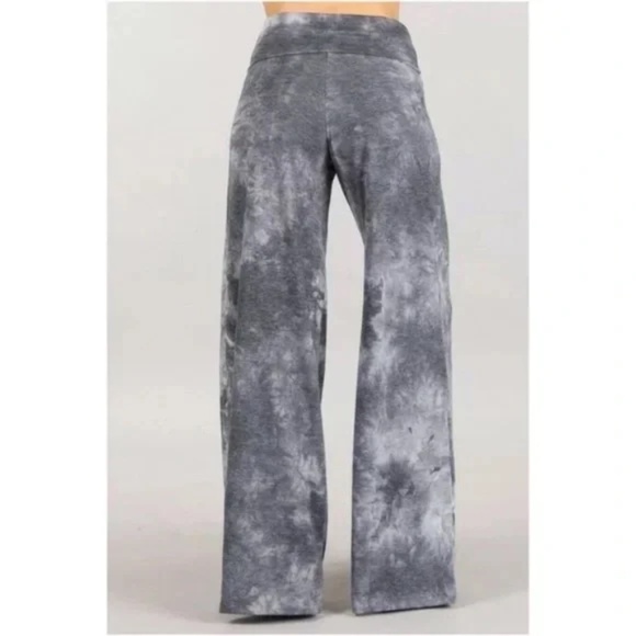 Gray Boho Wide Leg Relaxed Palazzo Lounge Pants - Picture 4 of 5